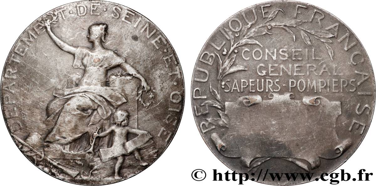 TROISIÈME RÉPUBLIQUE Médaille, Conseil général, Sapeurs pompiers TTB