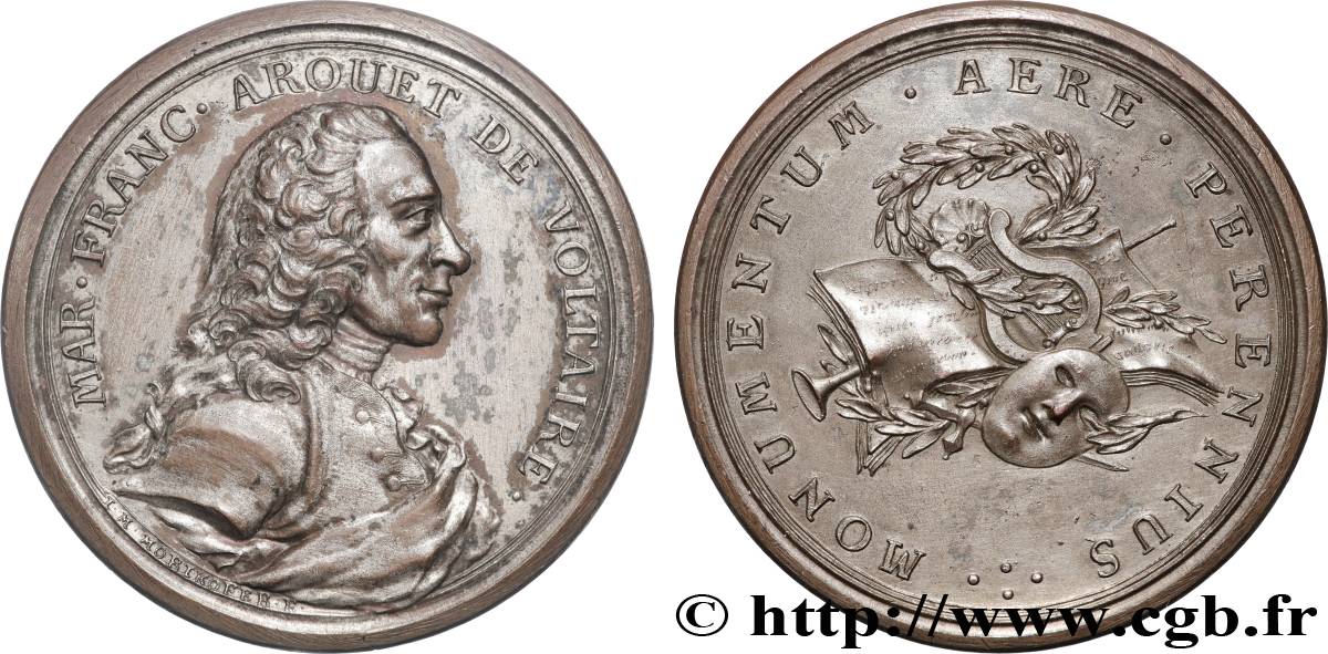 LITERATURE : WRITERS - POETS Médaille, François-Marie Arouet, Voltaire fVZ
