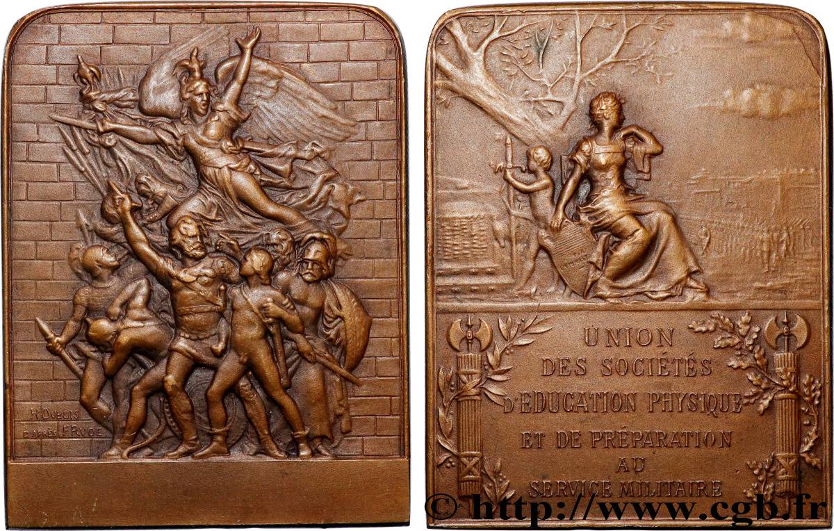 TROISIÈME RÉPUBLIQUE Plaquette, Union des Sociétés d’éducation physique et de préparation au service militaire TTB+