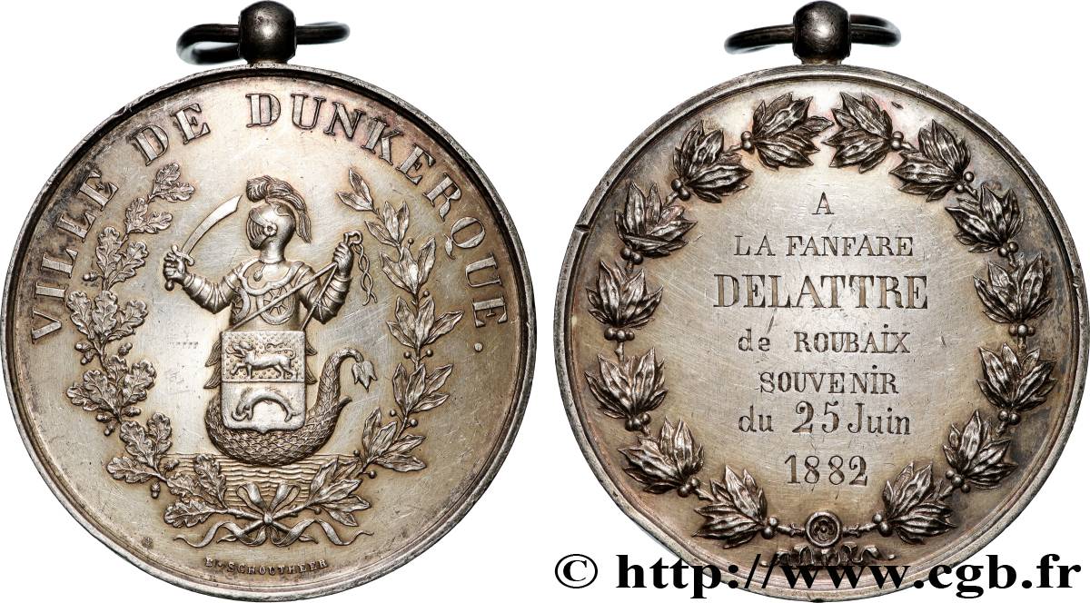 TROISIÈME RÉPUBLIQUE Médaille, Fanfare de Roubaix TTB+/TTB