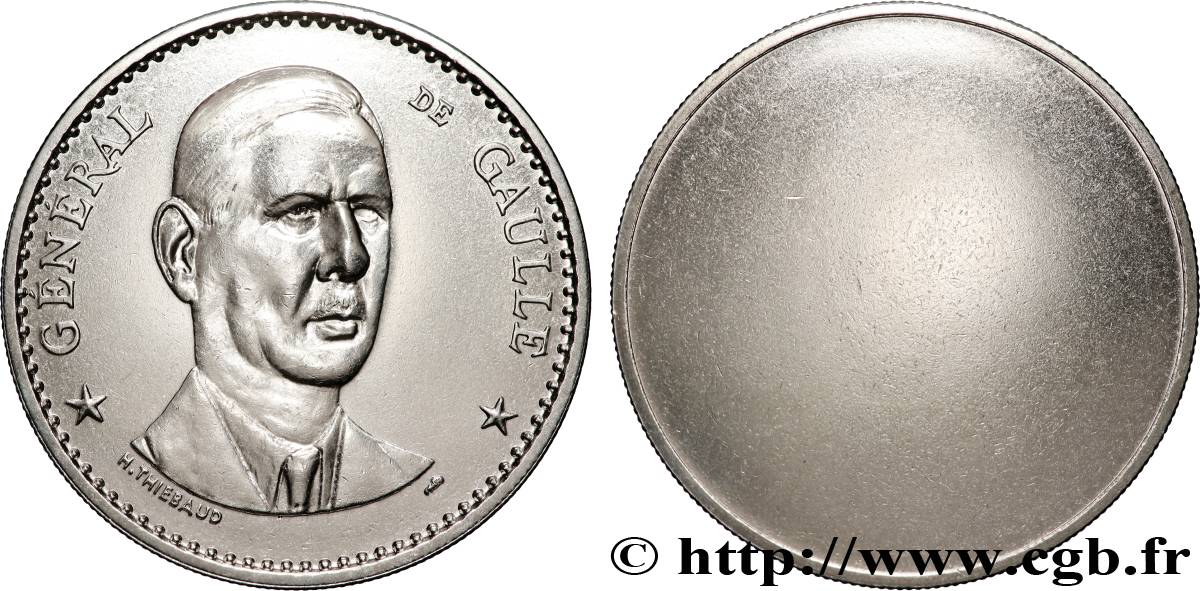 CINQUIÈME RÉPUBLIQUE Médaille uniface, Charles de Gaulle TTB
