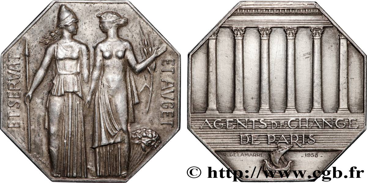 QUATRIÈME RÉPUBLIQUE Médaille, Agents de change de Paris TTB+