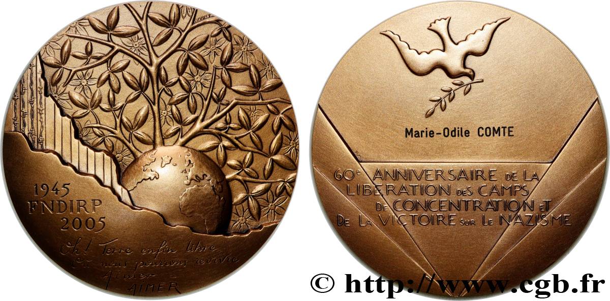 QUINTA REPUBBLICA FRANCESE Médaille, 60e anniversaire de la libération des camps de concentration et de la victoire sur le nazisme MS