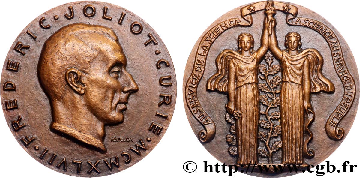 QUATRIÈME RÉPUBLIQUE Médaille, Frédéric Joliot-Curie SUP
