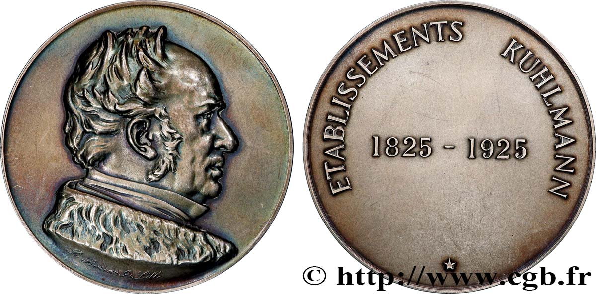 TROISIÈME RÉPUBLIQUE Médaille, Centenaire des Établissements Kuhlmann TTB+