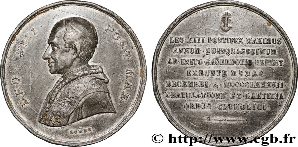 ITALY - PAPAL STATES - LEO XIII (Vincenzo Gioacchino Pecci) Médaille, Jubilé sacerdotal XF