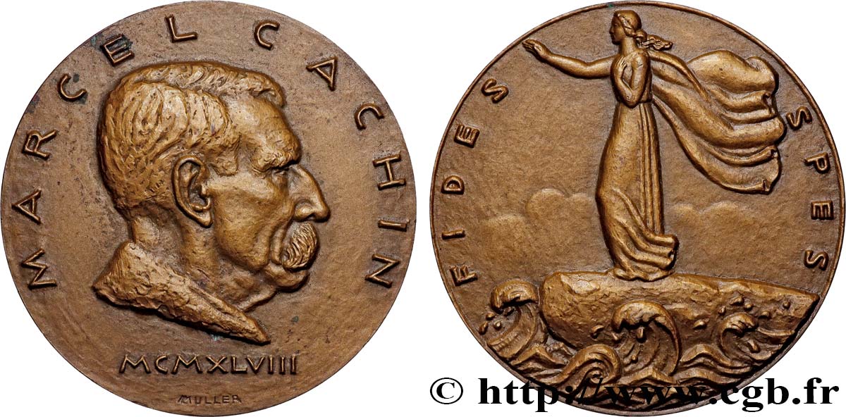 QUATRIÈME RÉPUBLIQUE Médaille, Marcel Cachin SUP
