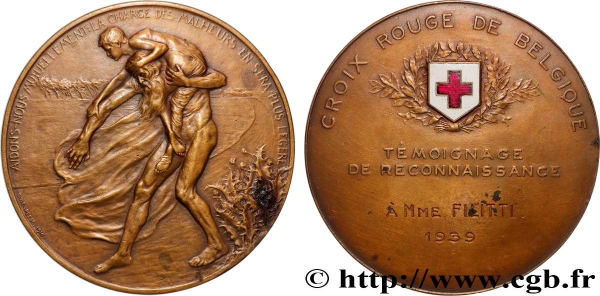 BELGIQUE - ROYAUME DE BELGIQUE - RÈGNE DE LÉOPOLD III Médaille, Croix rouge de Belgique TTB+