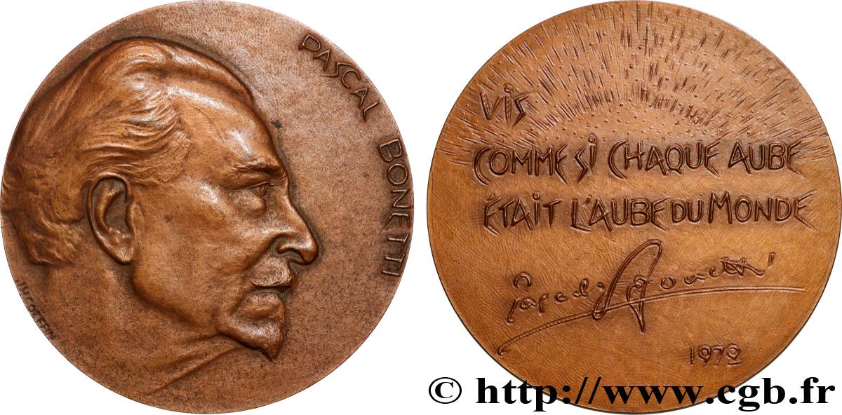 CINQUIÈME RÉPUBLIQUE Médaille, Pascal Bonetti TTB+/SUP