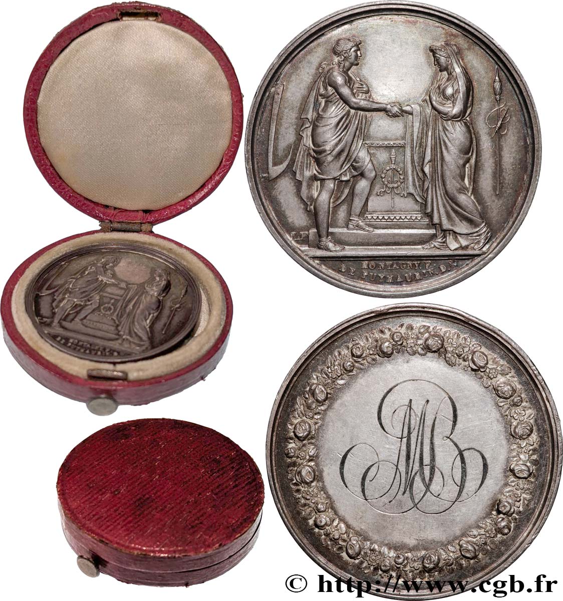 CHARLES X Médaille de mariage, Couple antique SUP