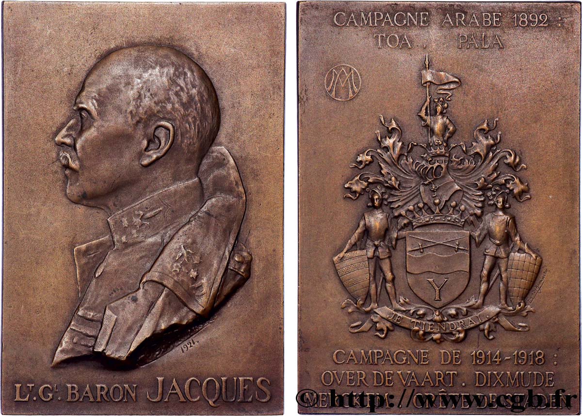 BELGIQUE - ROYAUME DE BELGIQUE - ALBERT Ier Plaquette, Lieutenant Général Baron Jacques SUP
