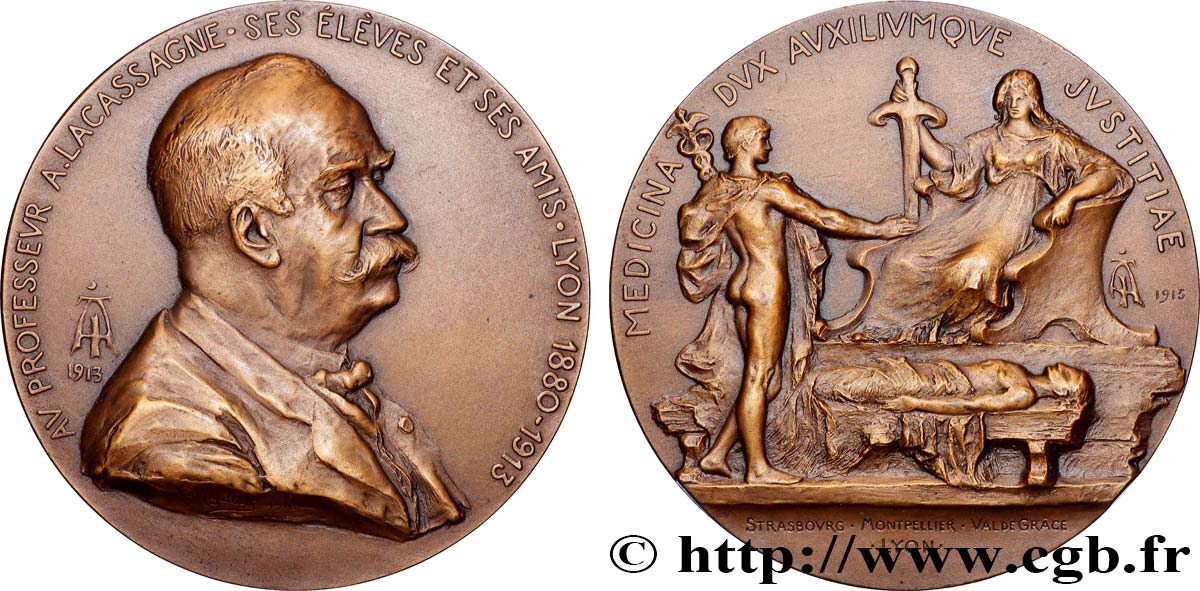 TROISIÈME RÉPUBLIQUE Médaille, Au professeur A. Lacassagne SUP