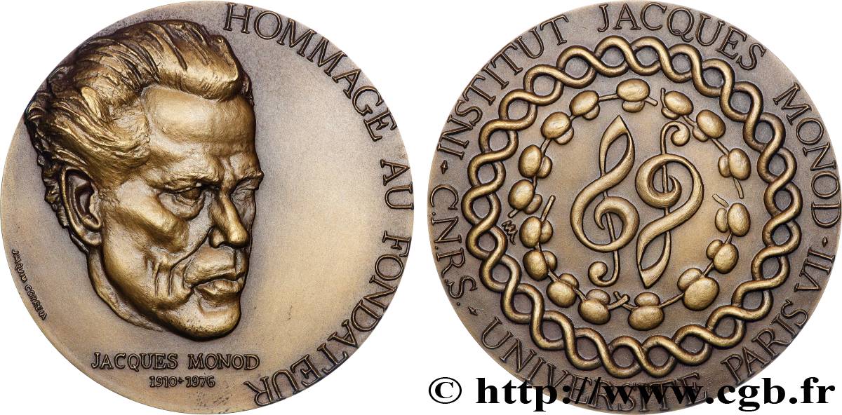 V REPUBLIC Médaille, Hommage au fondateur, Jacques Monod, Université Paris VII AU