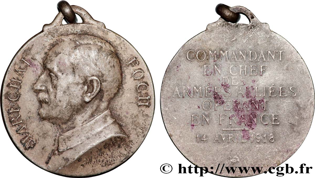 III REPUBLIC Médaille, Maréchal Foch XF