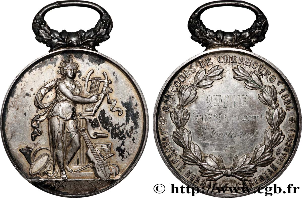 TROISIÈME RÉPUBLIQUE Médaille, Concours de Cherbourg TTB