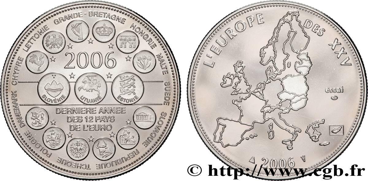 CINQUIÈME RÉPUBLIQUE Médaille, Essai, Dernière année des 12 pays de l’Euro SUP