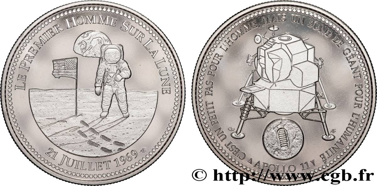 CONQUÊTE DE L ESPACE - EXPLORATION SPATIALE Médaille, Le premier homme sur la Lune SUP