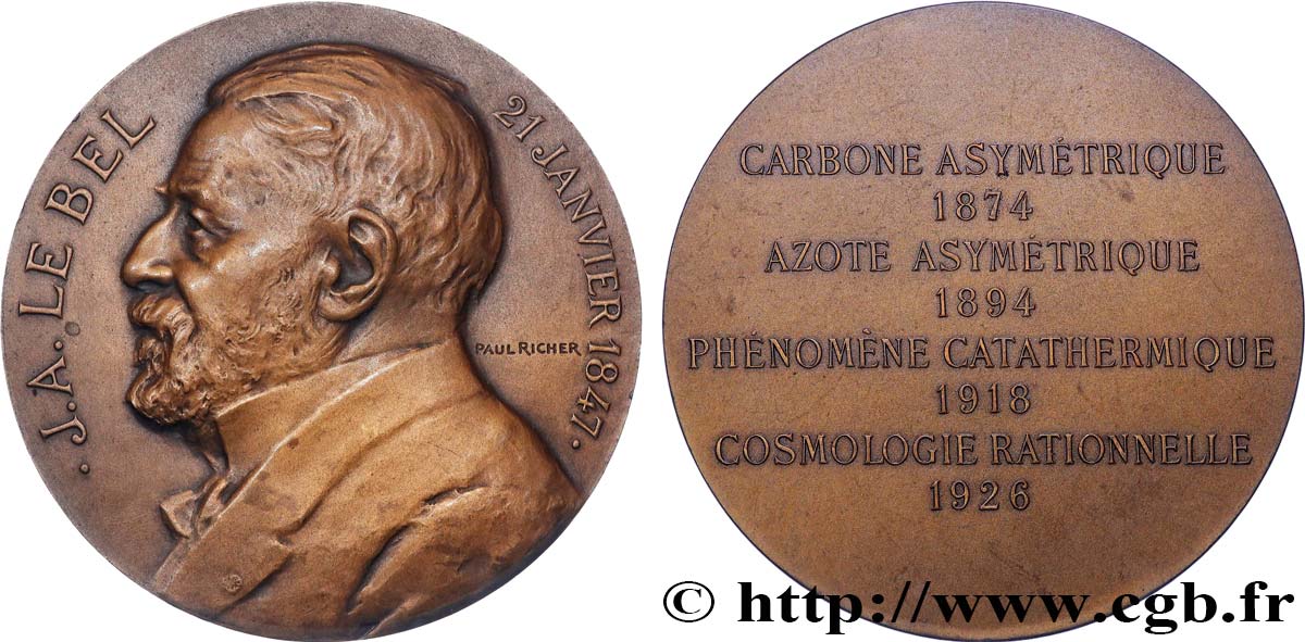 SCIENCES & SCIENTIFIQUES Médaille, Joseph Achille Le Bel SUP