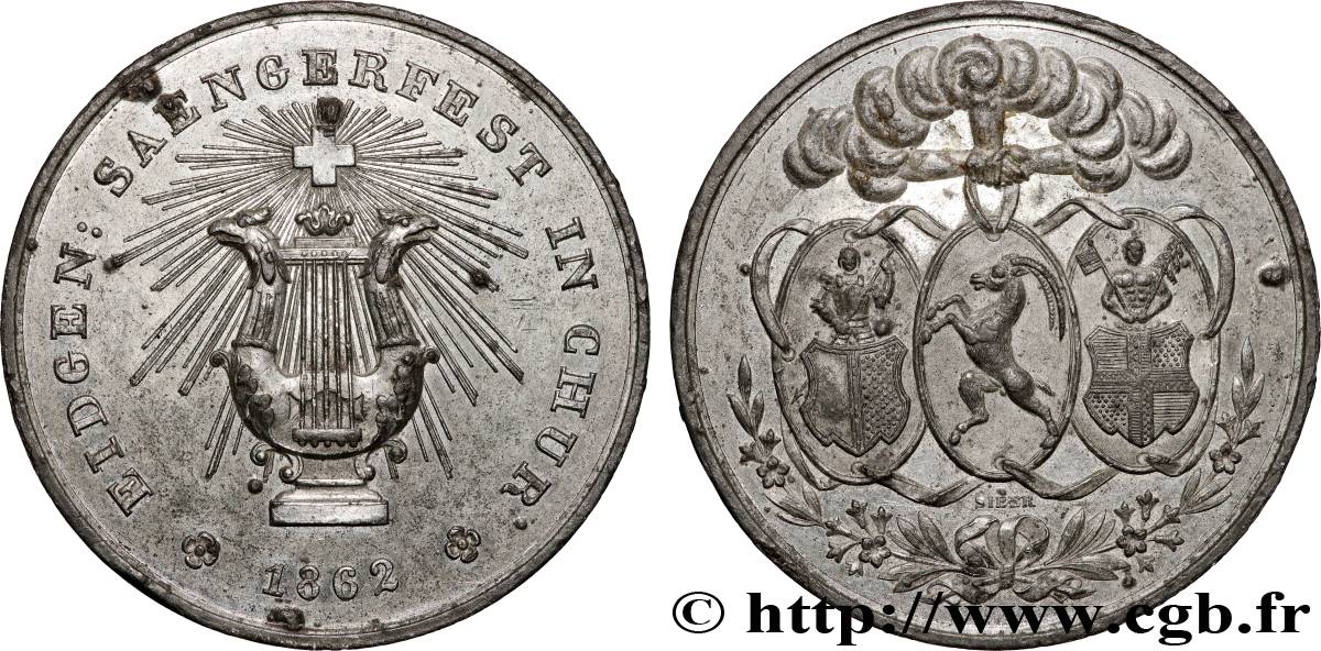 SUIZA - CANTÓN DE LOS GRISONES Médaille, Fête fédérale de chant MBC