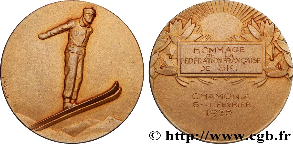 TROISIÈME RÉPUBLIQUE Médaille, Hommage de la Fédération Française de Ski SUP