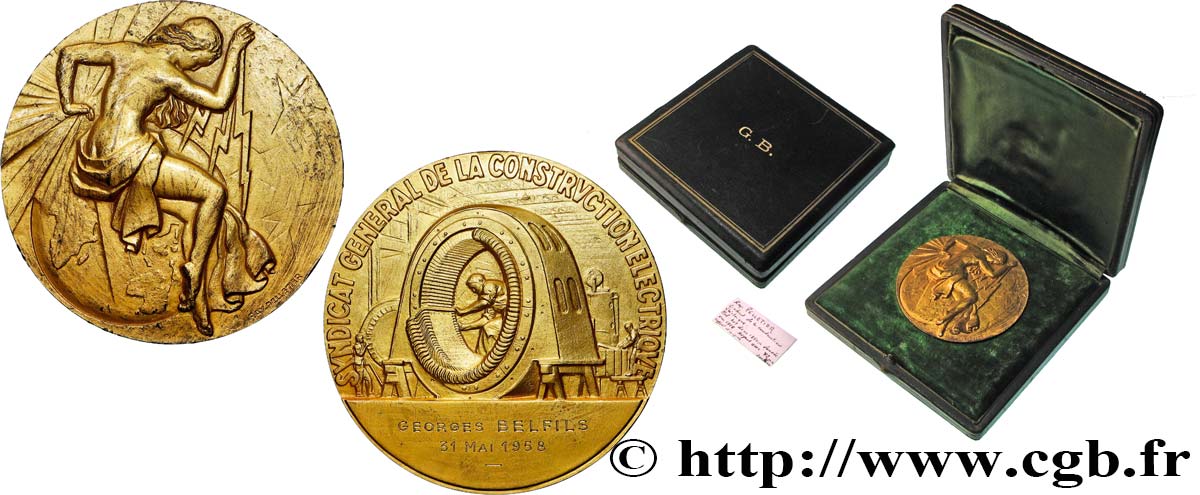 QUATRIÈME RÉPUBLIQUE Médaille, Syndicat général de la construction électrique TTB/SUP