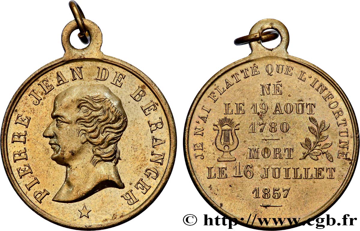 SECOND EMPIRE Médaille, Pierre Jean Béranger TTB+