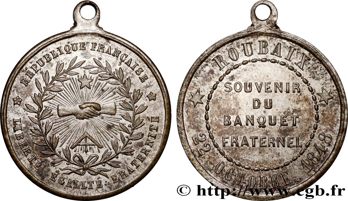 SECOND REPUBLIC Médaillette, Souvenir du banquet fraternel XF