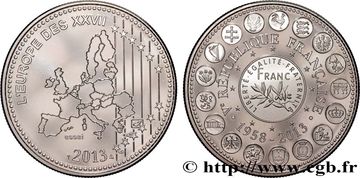 EUROPE Médaille, Essai, Ve république française SUP