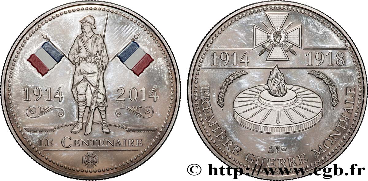 FUNFTE FRANZOSISCHE REPUBLIK Médaille commémorative, Centenaire de la Première Guerre Mondiale VZ