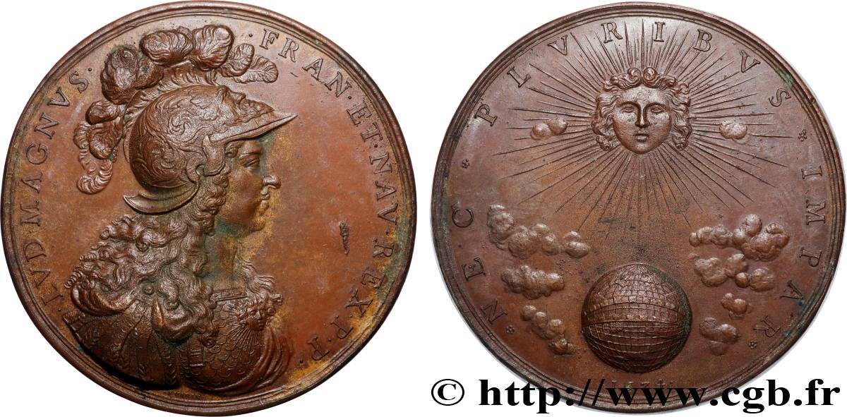 LOUIS XIV LE GRAND OU LE ROI SOLEIL Médaille, Devise de Louis XIV TTB+