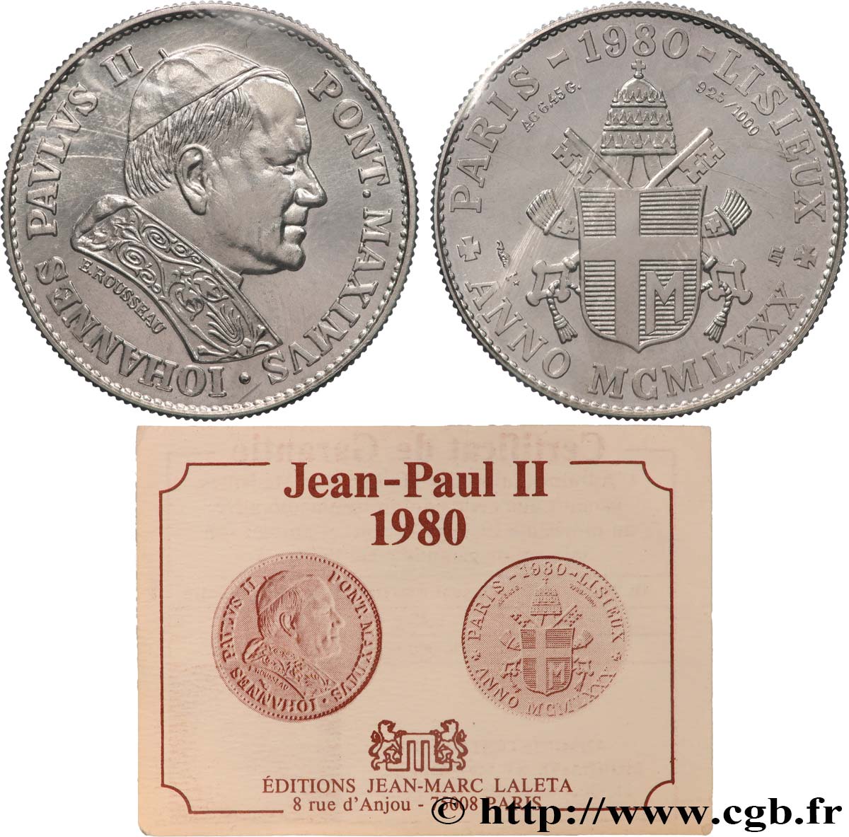 JEAN-PAUL II (Karol Wojtyla) Médaille, Visite à Lisieux fST