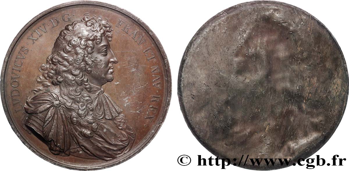 LOUIS XIV LE GRAND OU LE ROI SOLEIL Médaille, Louis XIV, tirage uniface TTB