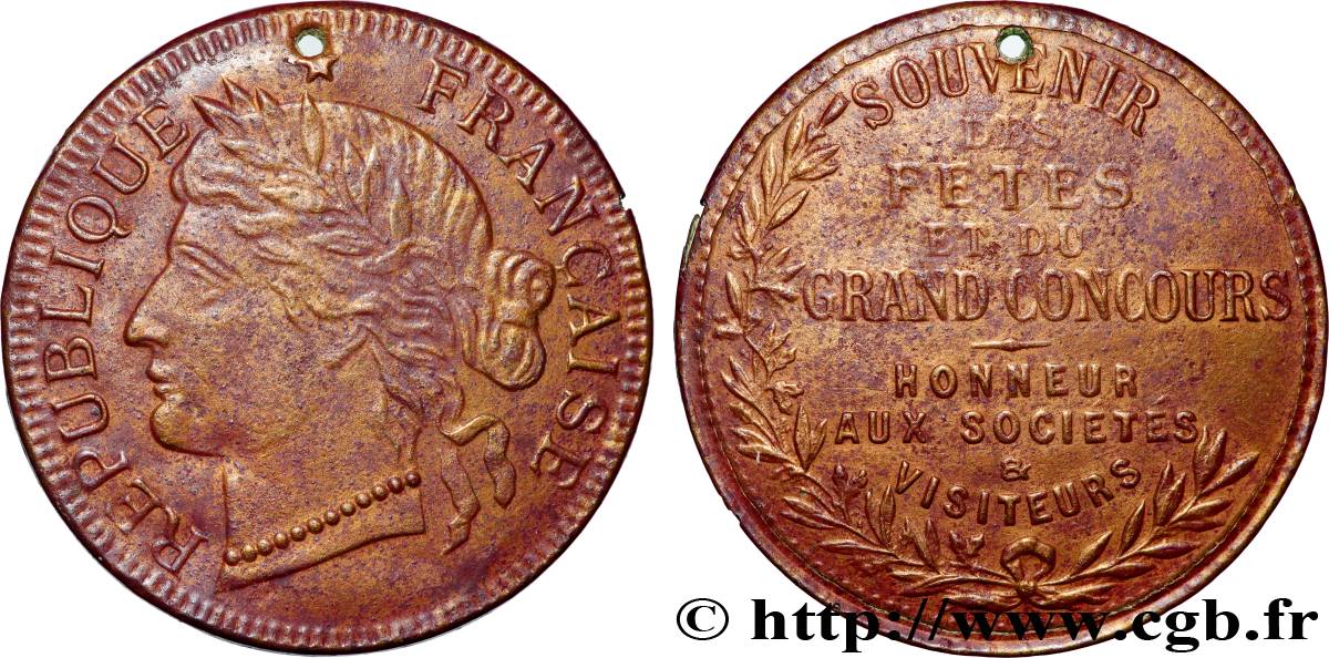 III REPUBLIC Médaille, Souvenir des fêtes et du grand concours XF