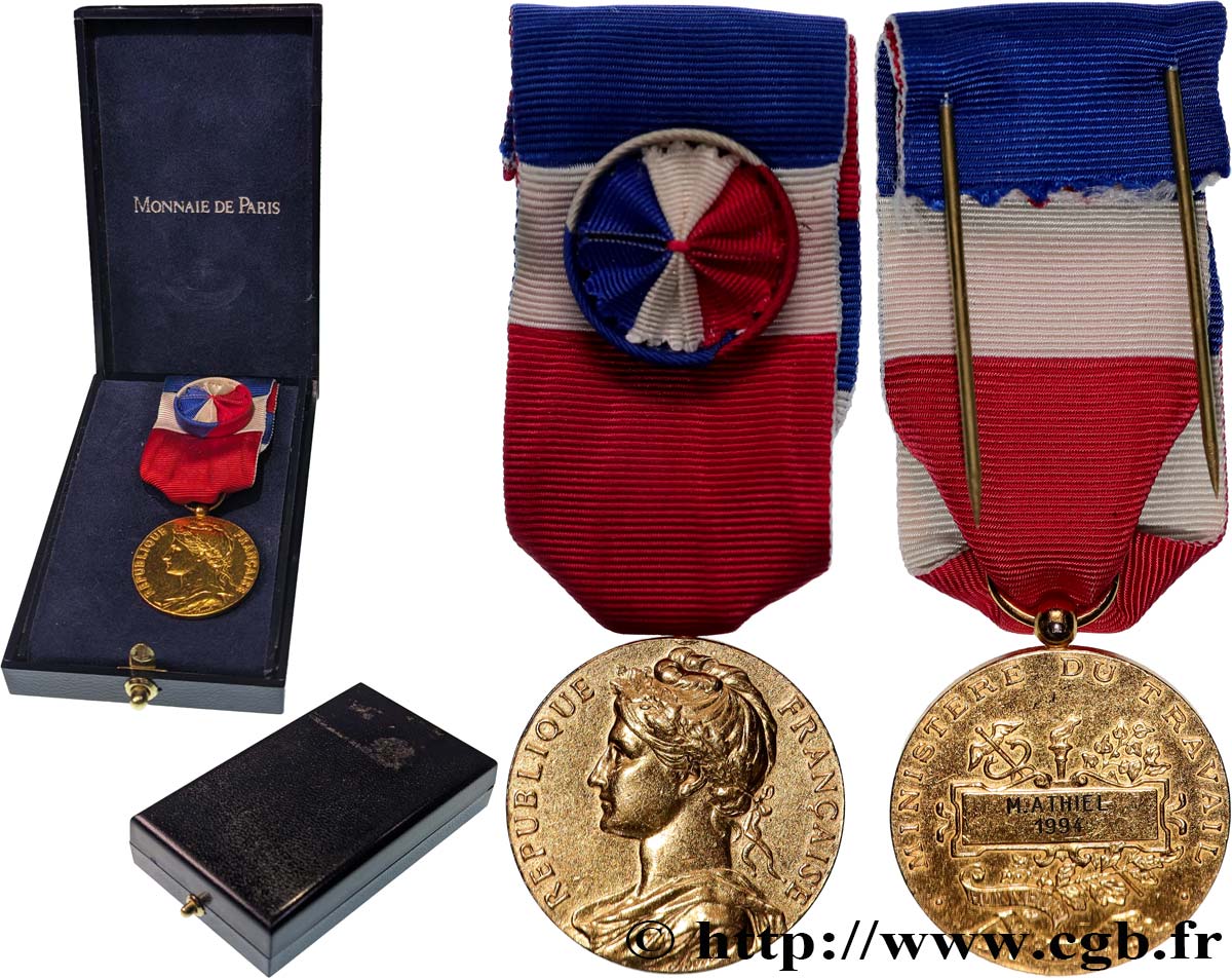 CINQUIÈME RÉPUBLIQUE Médaille d’honneur du travail, Ministère du travail, Vermeil TTB+