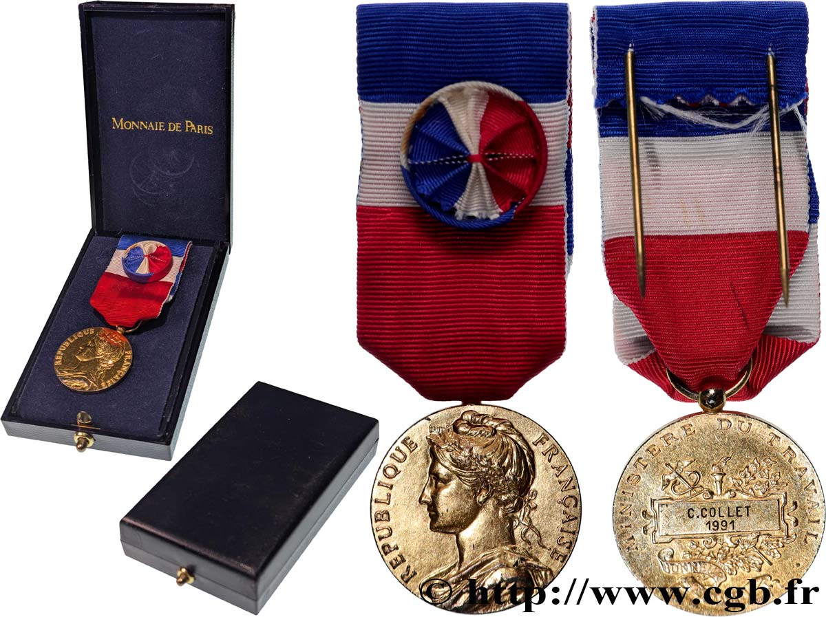 QUINTA REPUBBLICA FRANCESE Médaille d’honneur du travail, Ministère du travail, Vermeil q.SPL