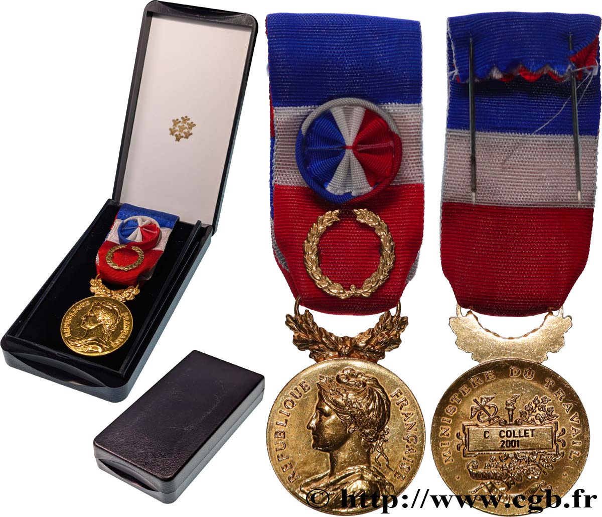 QUINTA REPUBBLICA FRANCESE Médaille d’honneur du Travail, Ministère du Travail, Grand Or q.SPL