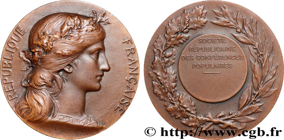TROISIÈME RÉPUBLIQUE Médaille, Société républicaine des conférences populaire SUP