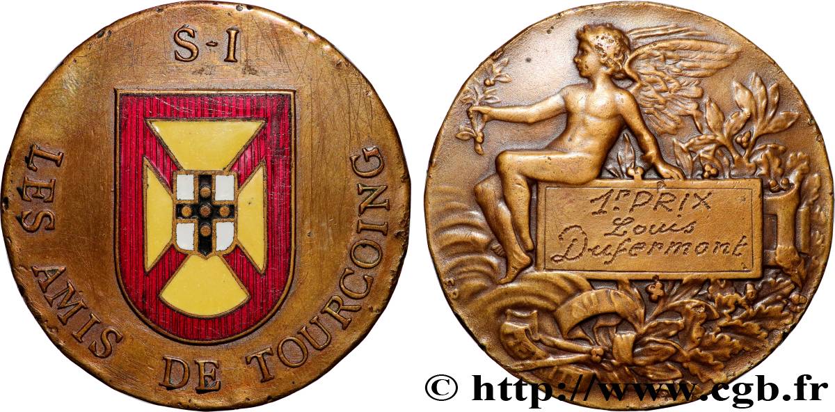 III REPUBLIC Médaille, Les amis de Tourcoing XF