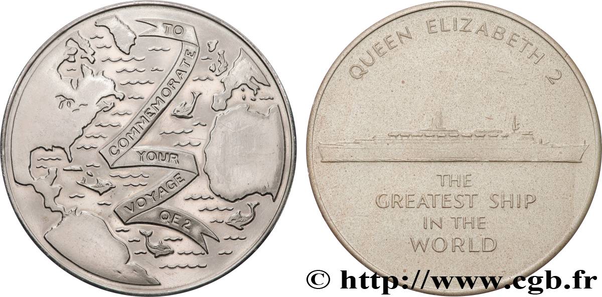 GRANDE-BRETAGNE - ÉLISABETH II Médaille, Queen Elizabeth 2, Commémoration du voyage SUP