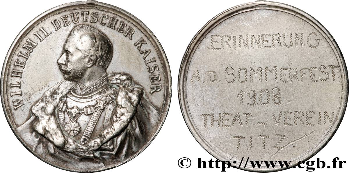 GERMANIA - REGNO DI PRUSSIA - GUGLIELMO II Médaille, Festival d’été, Association du théâtre BB