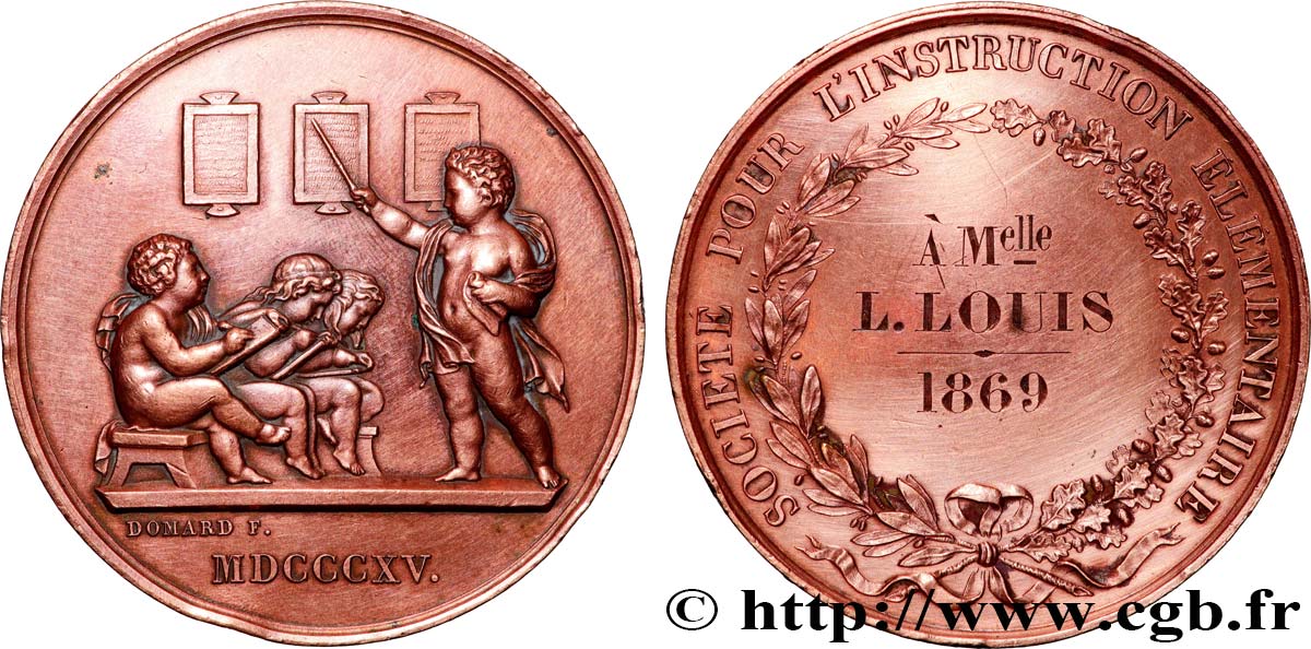 III REPUBLIC Médaille, Société pour l’instruction élémentaire XF