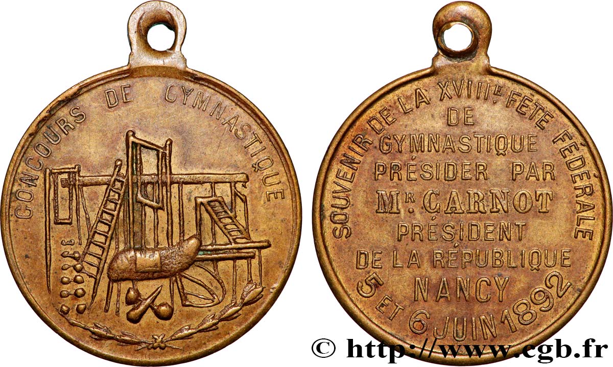 III REPUBLIC Médaille, Concours de gymnastique XF