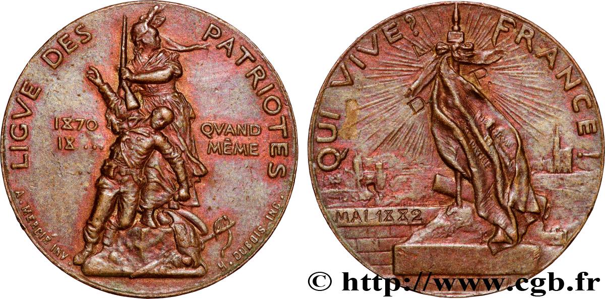 III REPUBLIC Médaille, Ligue des patriotes XF