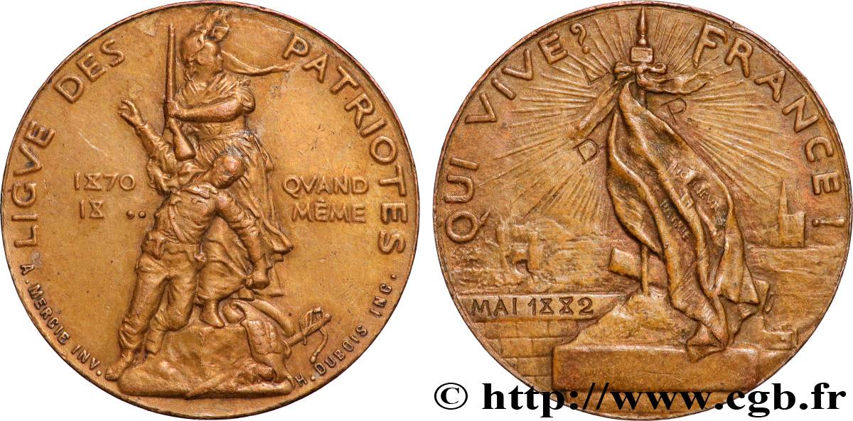 DRITTE FRANZOSISCHE REPUBLIK Médaille, Ligue des patriotes SS