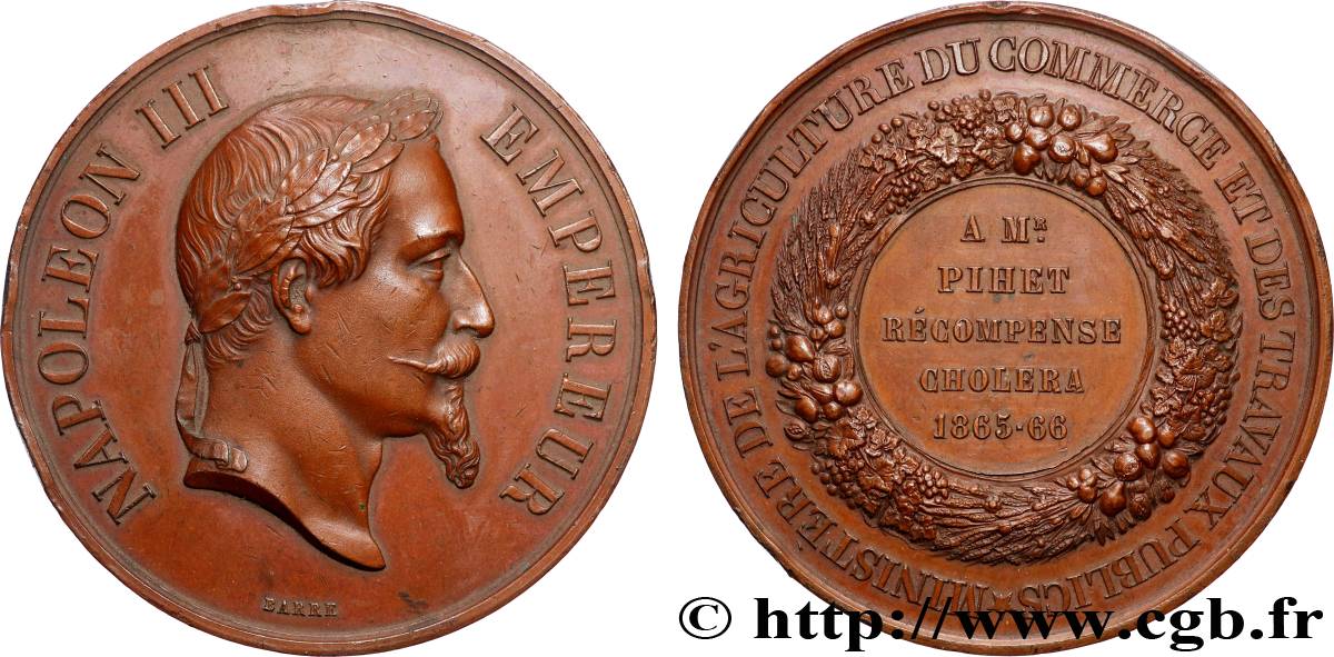 SECONDO IMPERO FRANCESE Médaille, Récompense choléra BB