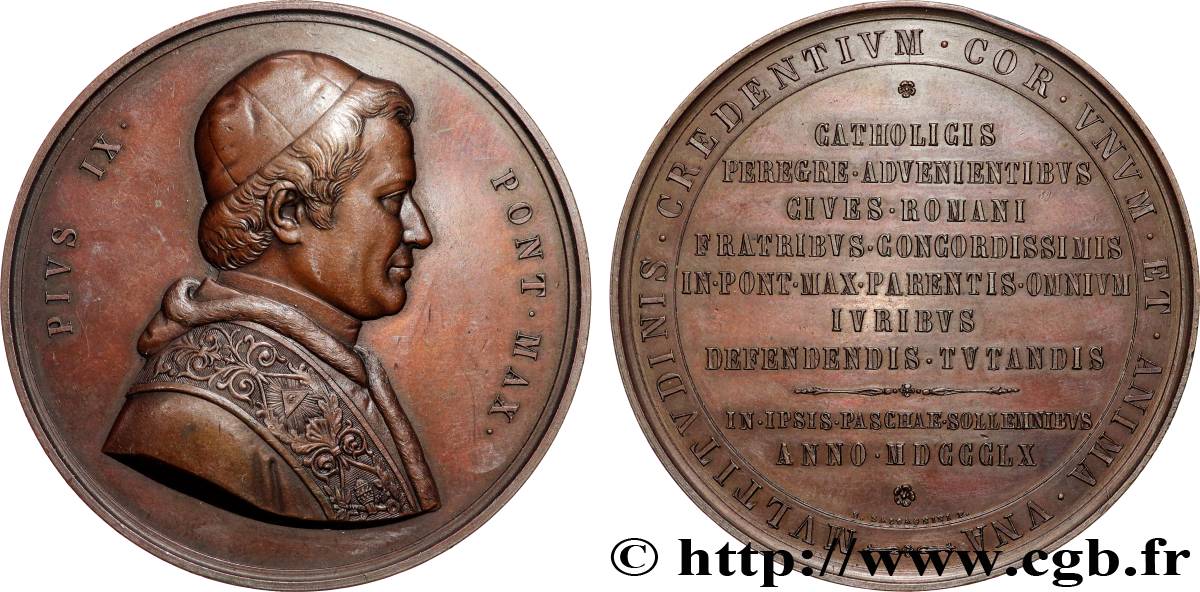 ITALIE - ÉTATS DU PAPE - PIE IX (Jean-Marie Mastai Ferretti) Médaille, Célébration de Pâques à Rome TTB+