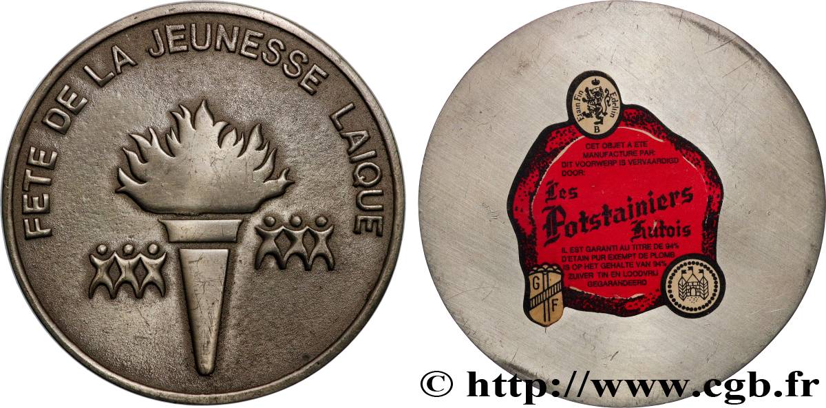 CINQUIÈME RÉPUBLIQUE Médaille, Fête de la jeunesse laïque TTB+