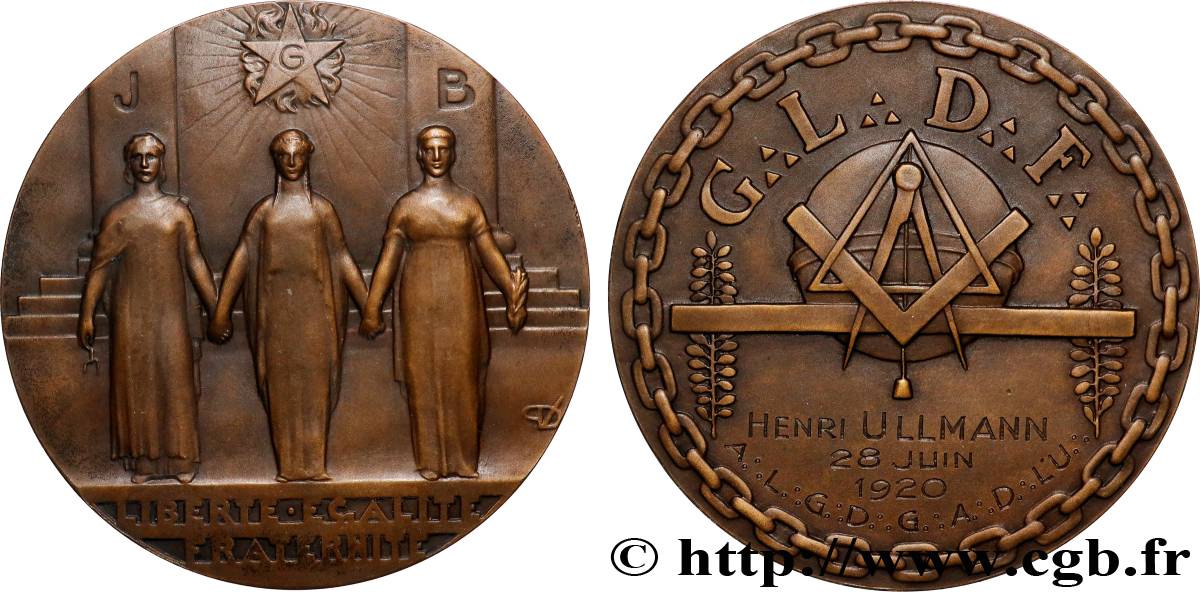 TROISIÈME RÉPUBLIQUE Médaille, A:. L:. G:. D:. G:. A:. D:. L’U:. SUP