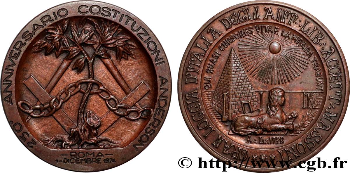 ITALIA Médaille, 250e anniversaire des constitutions d’Anderson q.SPL