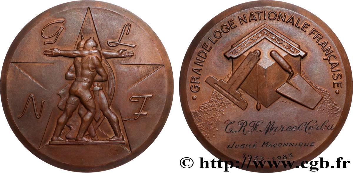 CINQUIÈME RÉPUBLIQUE Médaille, Grande Loge Nationale Française SUP